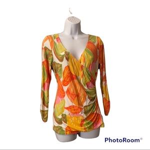 CAbi Floral Tulip Wrap Top Size Medium